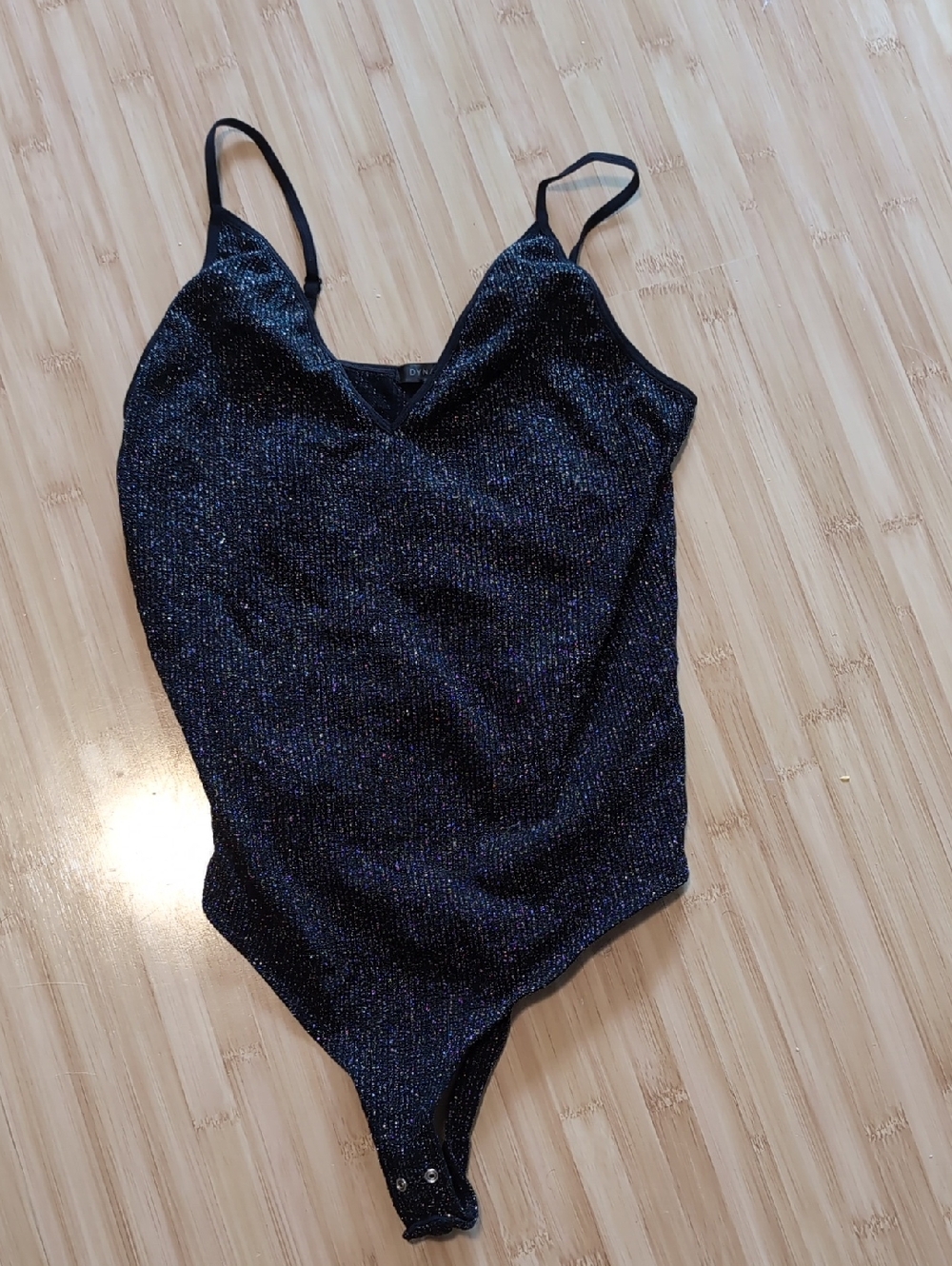 Sparkle Black Shimmery Ribbed Bodysuit
